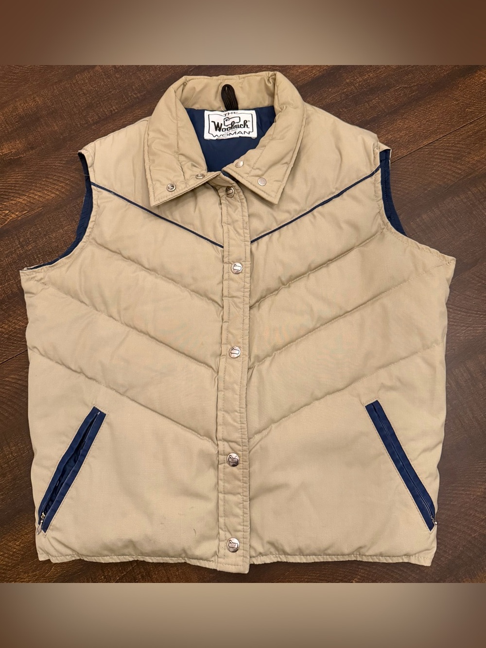 Vintage Woolrich Goose Down Puffer Beige Vest Women’s Small